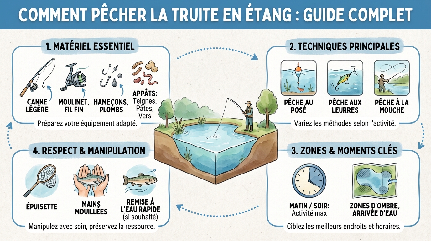 Comment pêcher la truite en étang : guide complet 1 Équipement essentiel pour pêcher la truite en étang