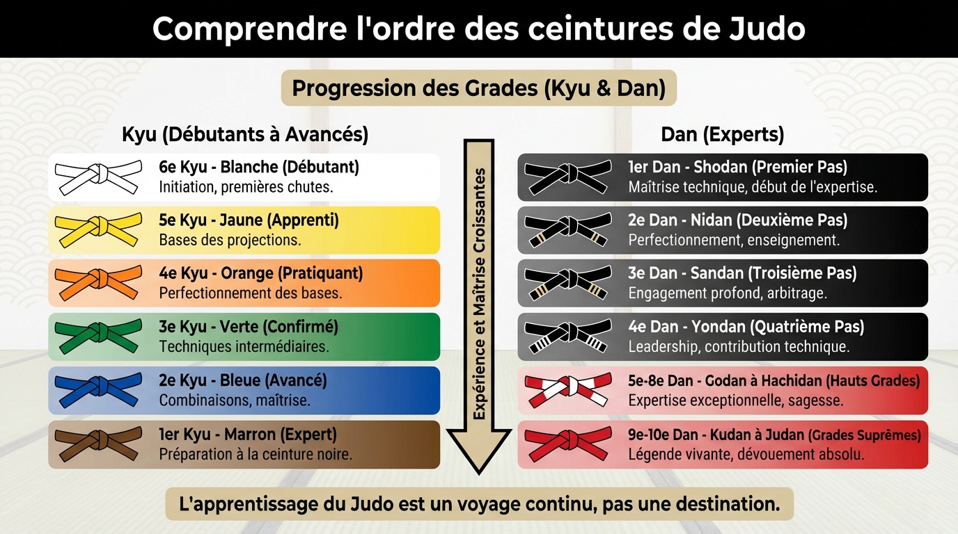 Comprendre l'ordre des ceintures de judo 1 Signification des grades